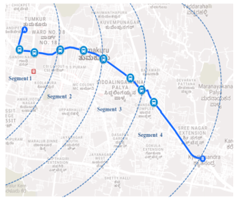 Route map of route Tumakuru Bus Stand to Kyathasandra